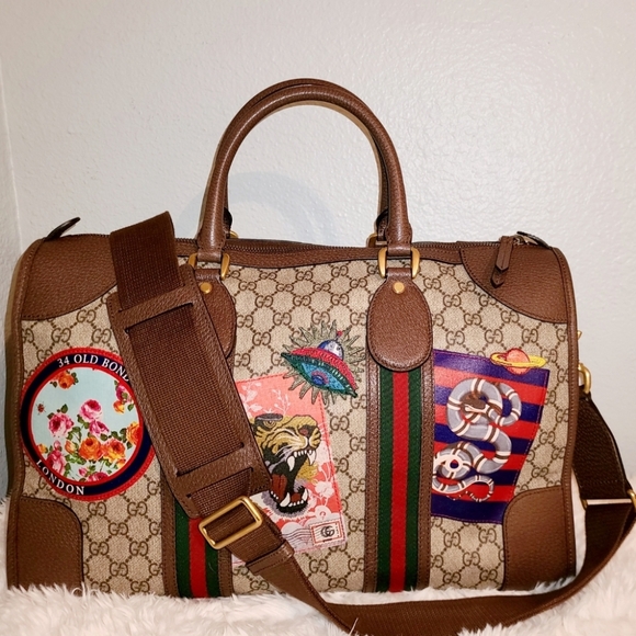 GUCCI Brown/Beige Soft GG Supreme Canvas Courrier Duffle Limited Edition - Picture 2 of 11